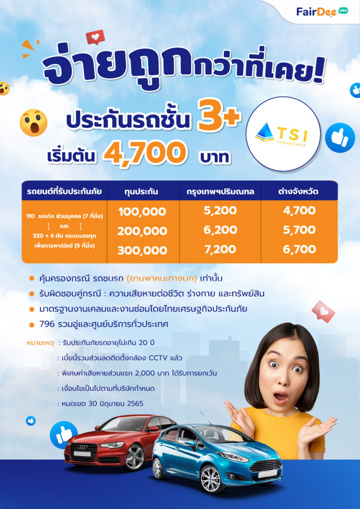 ไทย เศรษฐกิจ ประกันภัย ประกันรถยนต์ชั้น 3+