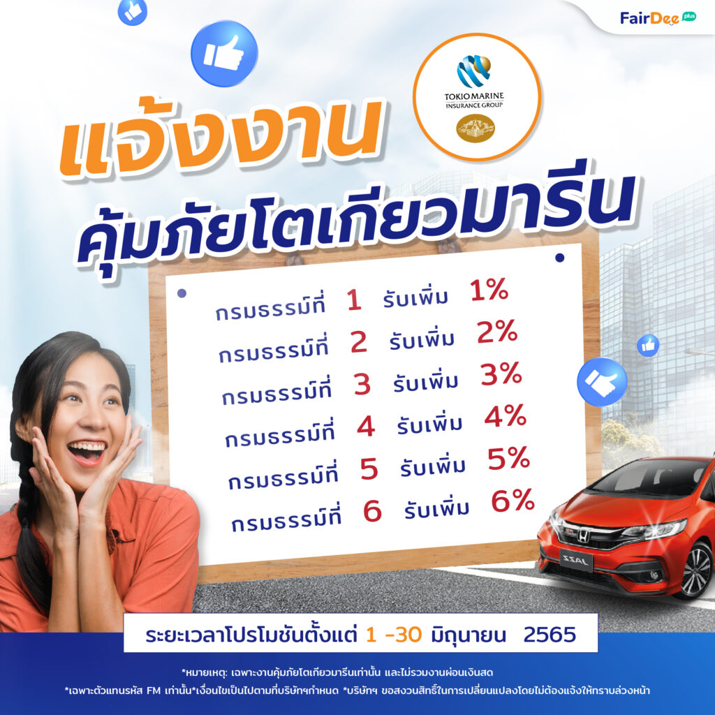 โปรโมชัน 6.6 แจ้งงานโตเกียวมารีน โปรโมชันเดือนมิถุนายน 2565